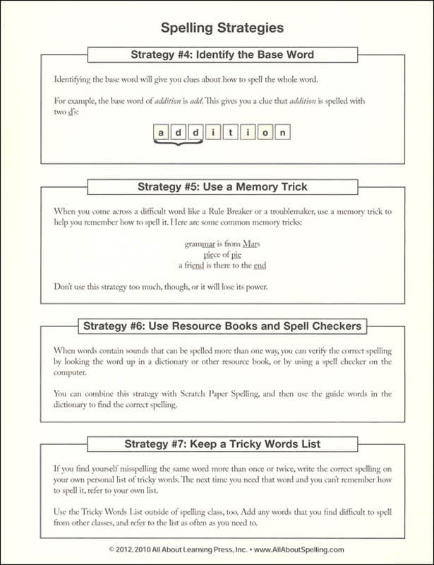 ALL ABOUT SPELLING LEVEL 6 MATERIALS