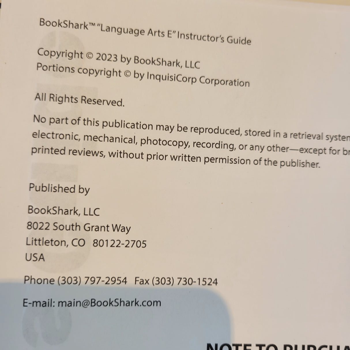 Bookshark Level E History, Science, Language Arts Instructor's Guide & Books