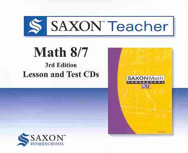 Saxon Teacher Math 87 3rd edition CD ROM Lesson and Test cd's