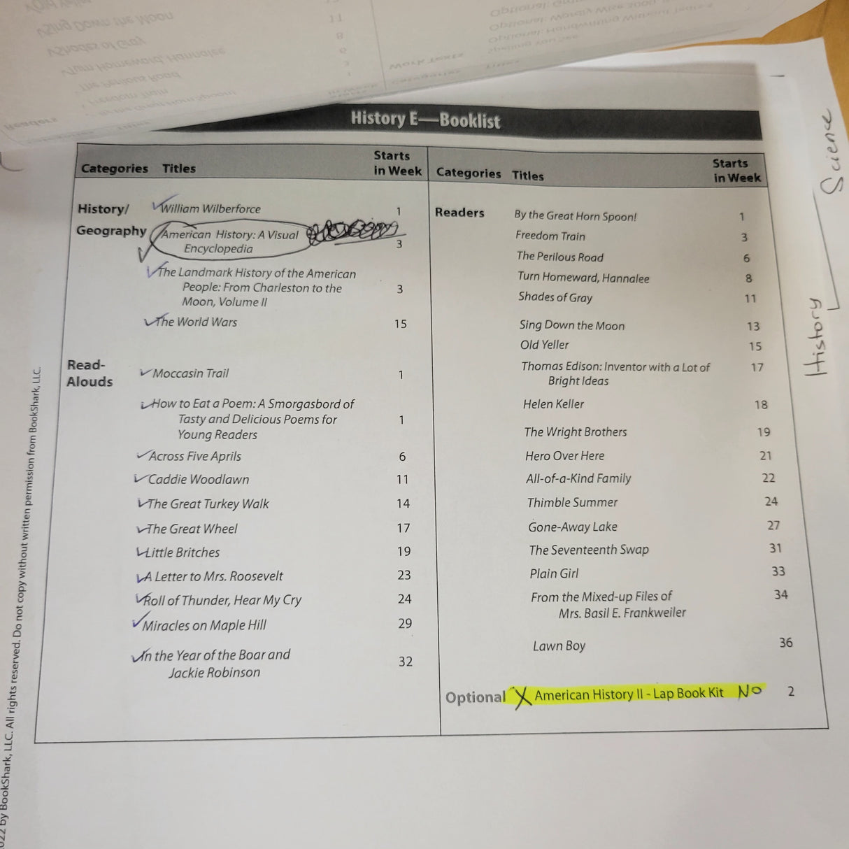 Bookshark Reading with History E & Science E Package