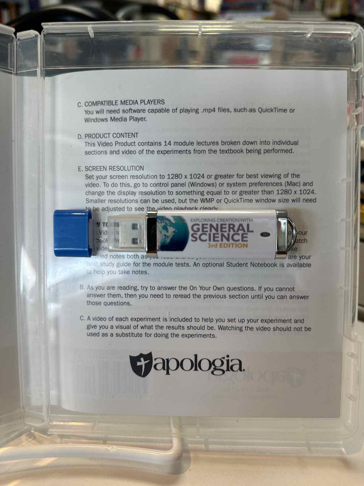 Exploring Creation with General Science 3ED Video Instruction Thumb Drive