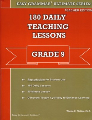 180 Daily Teaching Lessons Teacher Edition Grade 9- Easy Grammar