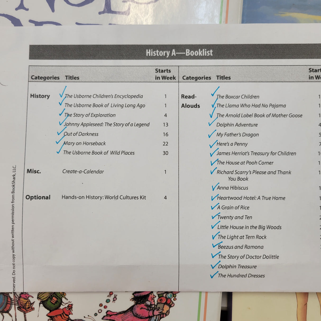 Bookshark Level A History Literature & Read Alouds (Set of 26)