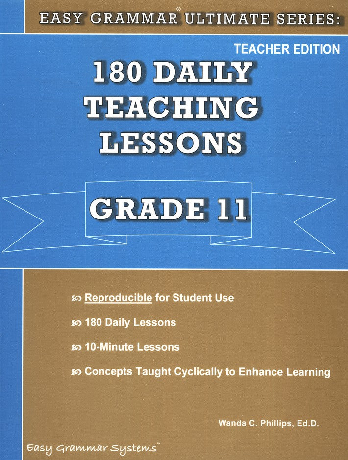 180 Daily Teaching Lessons Grade 11 Teacher Edtion- Easy Grammar