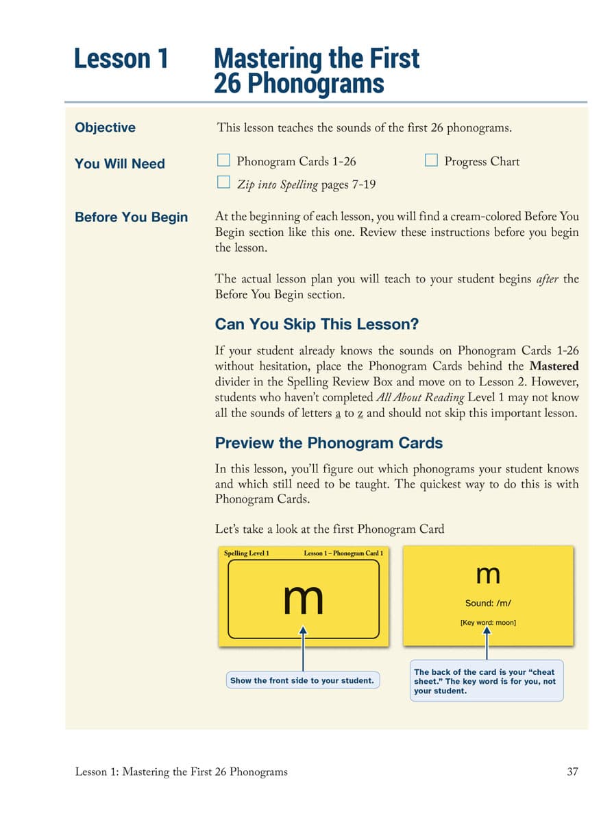 ALL ABOUT SPELLING LEVEL 1 MATERIALS