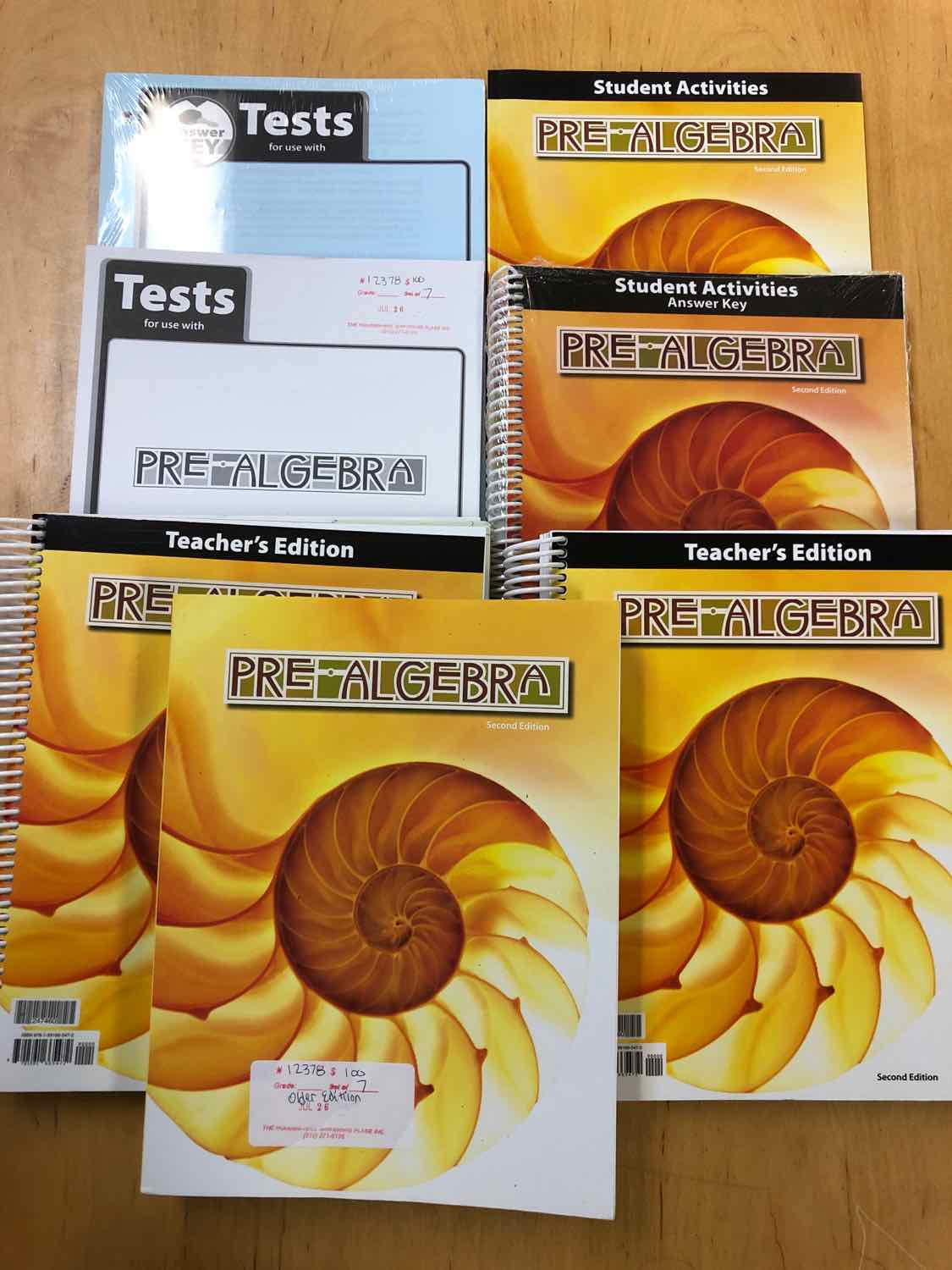 BJU Pre-Algebra 2nd edition, Complete (Set of 7)