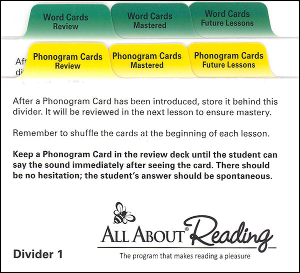 ALL ABOUT READING DIVIDER CARDS