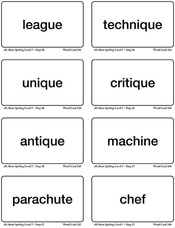 ALL ABOUT SPELLING LEVEL 7 MATERIALS