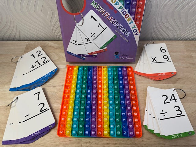 Math Flash Cards with Pop Fidget Toy